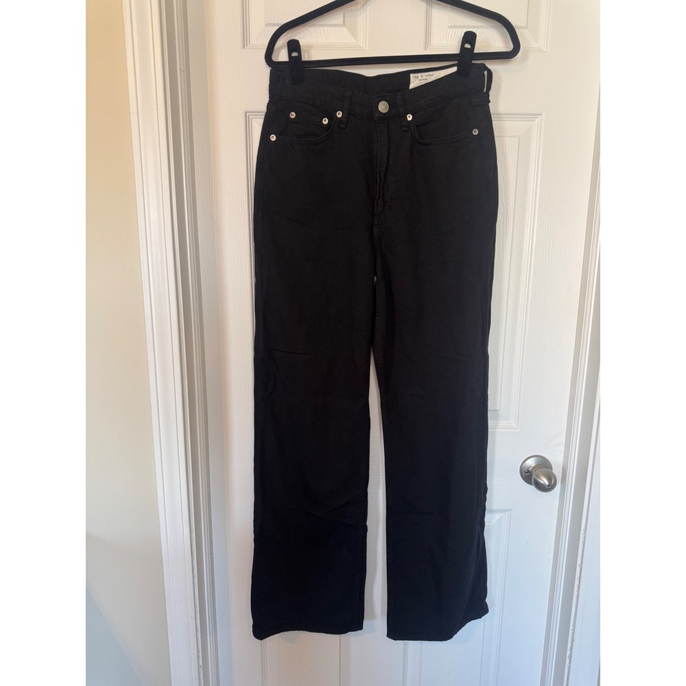 Rag & Bone Logan Mid-Rise Wide Leg Jeans Black Size 27